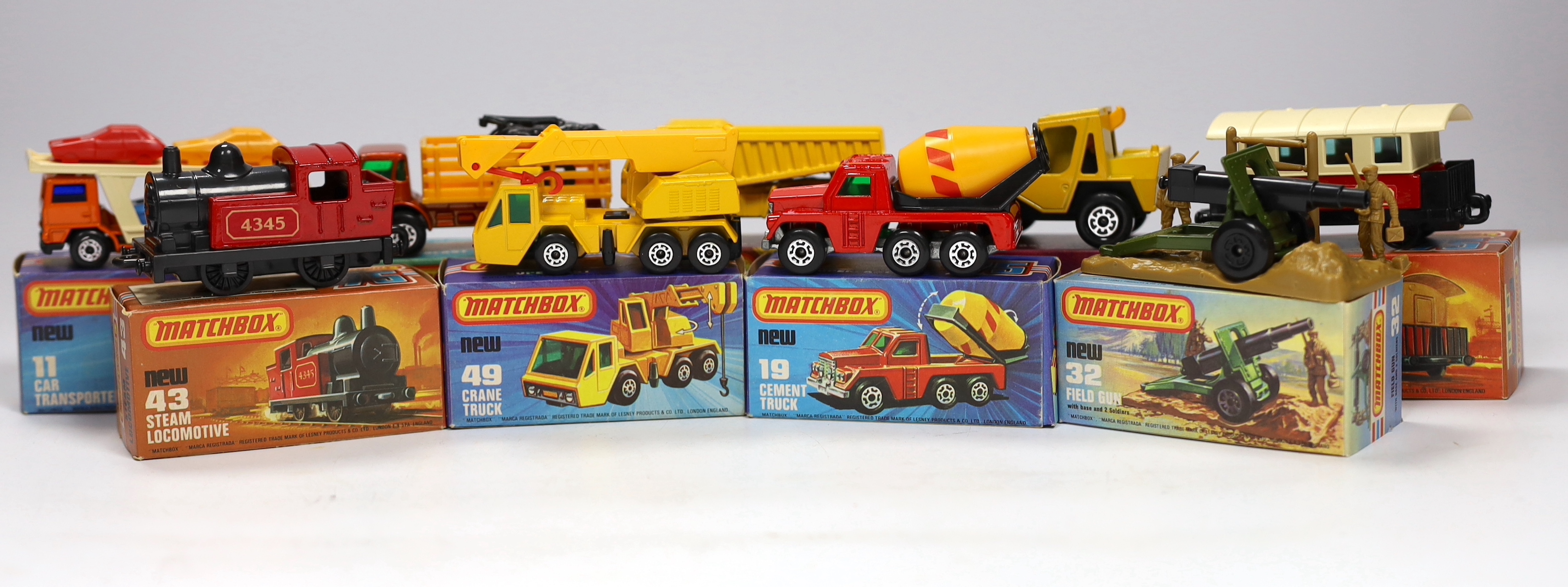 Eleven boxed Matchbox Superfast 1-75 New series diecast vehicles